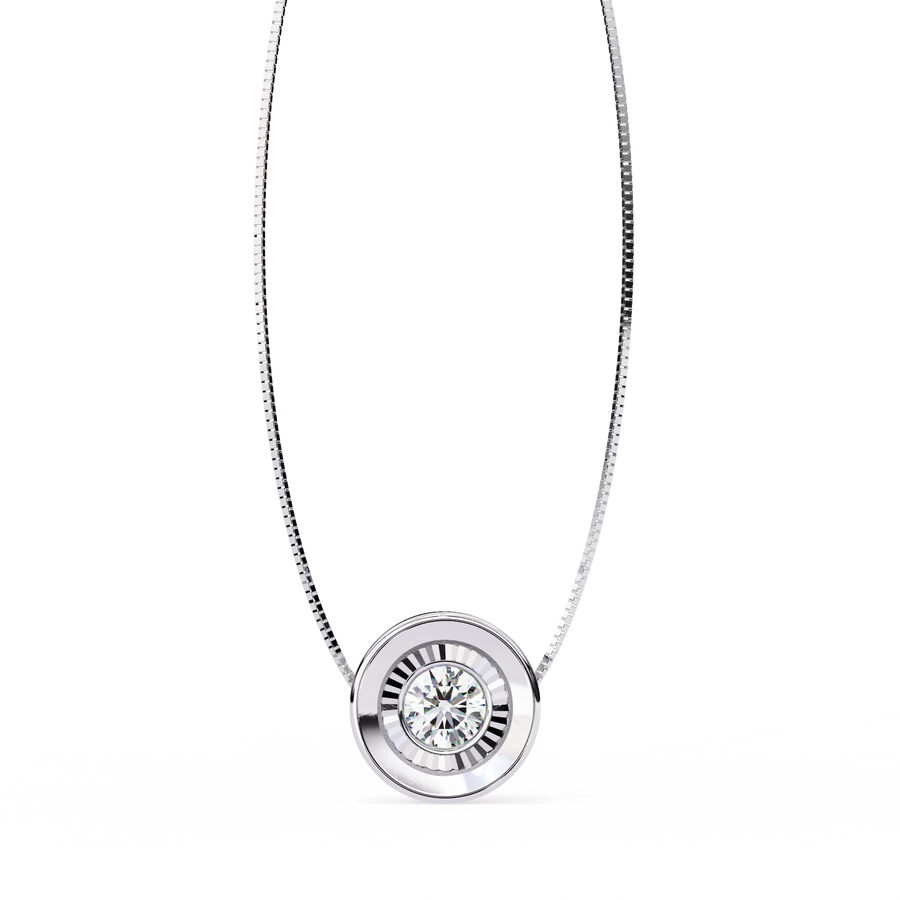 Reverra 14K Gold Round Lab Grown Diamond Bezel Circle Pendant For Women, CTTW-0.26