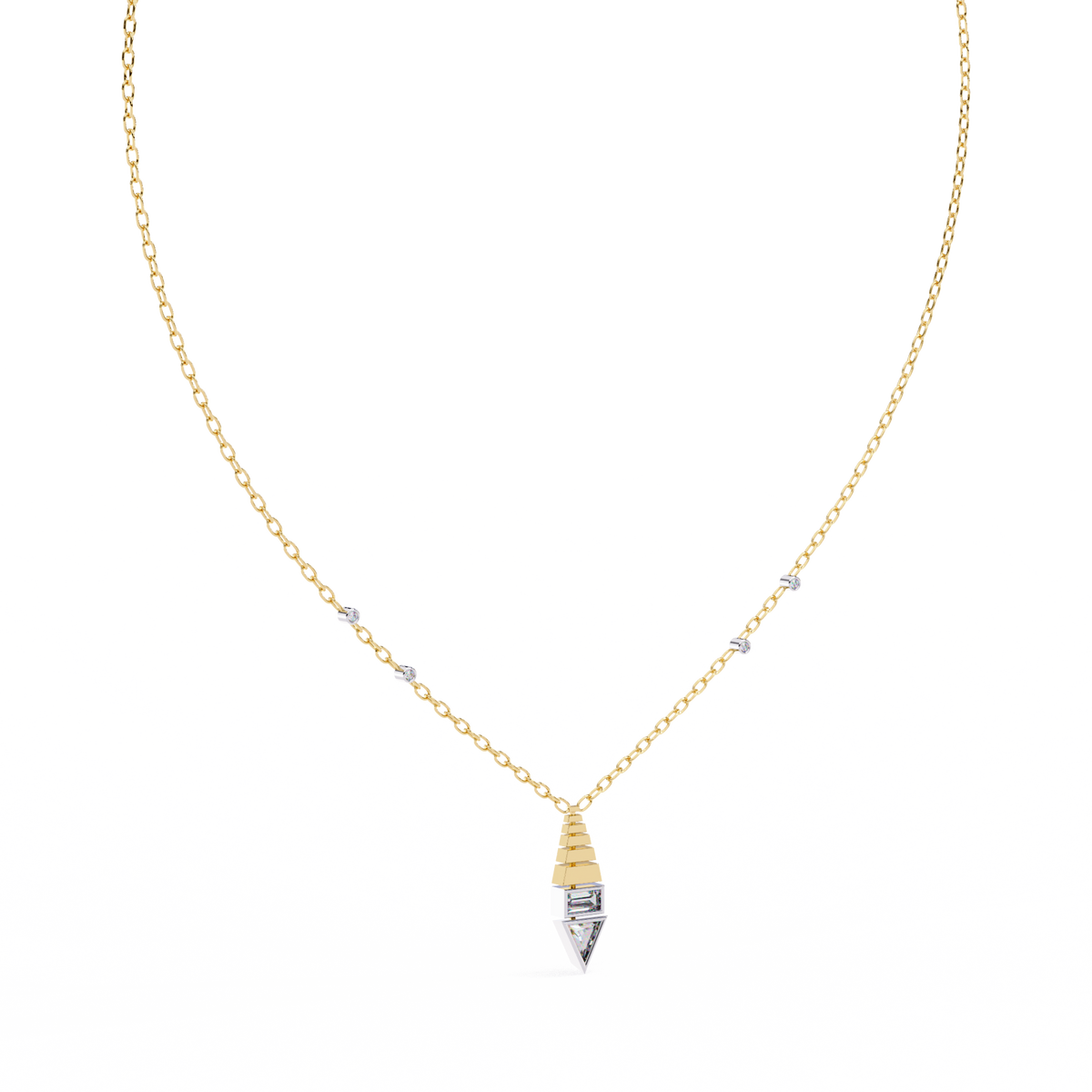 Reverra 14K Geometric Diamond Pendant Necklace, CTTW-0.63
