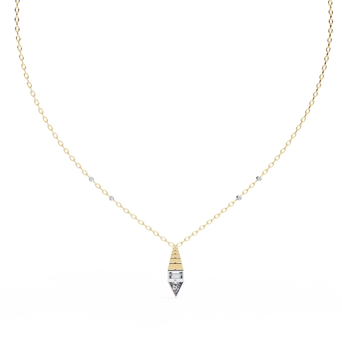 Reverra 14K Geometric Diamond Pendant Necklace, CTTW-0.63