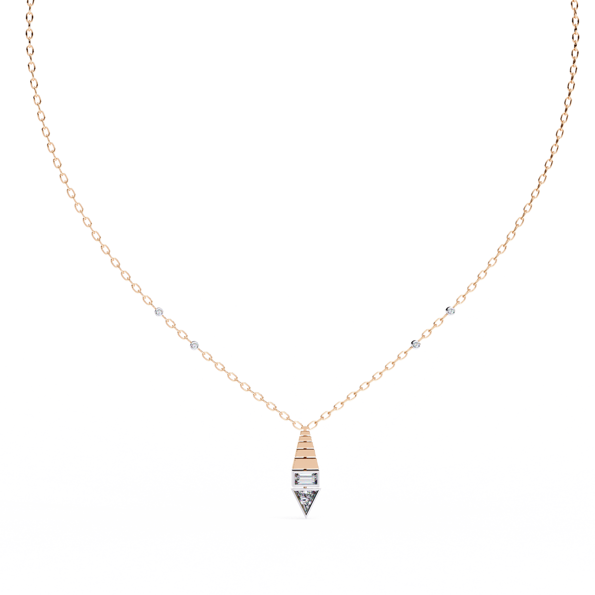 Reverra 14K Geometric Diamond Pendant Necklace, CTTW-0.63