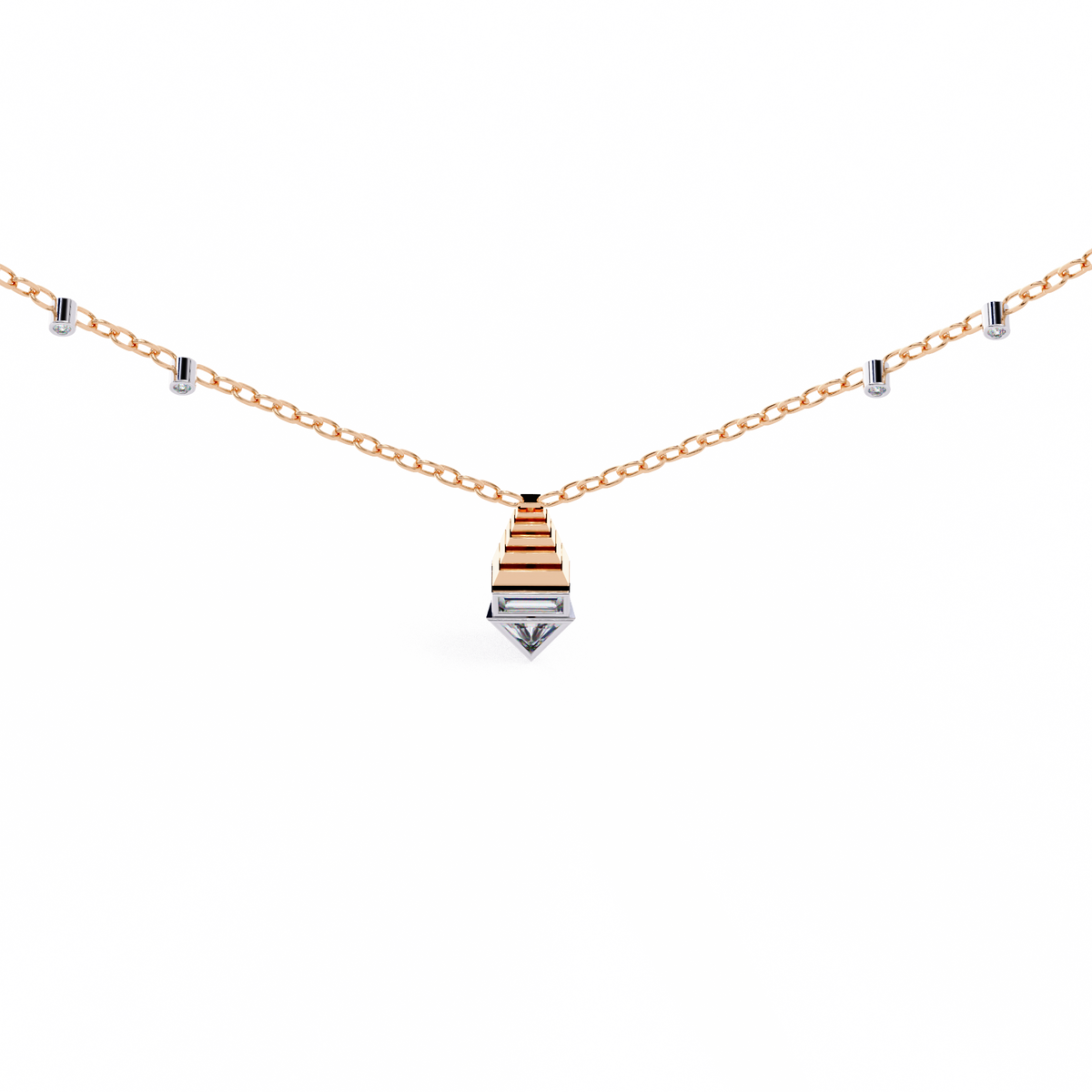 Reverra 14K Geometric Diamond Pendant Necklace, CTTW-0.63