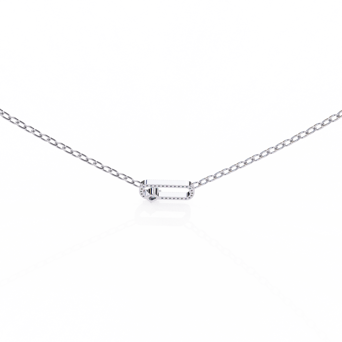 Reverra 14K Modern Diamond Link Pendant Necklace, CTTW-0.36