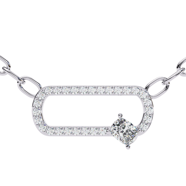 Reverra 14K Gold Round & Cushion Lab Grown Diamond Modern Link Pendant For Women, CTTW-0.36
