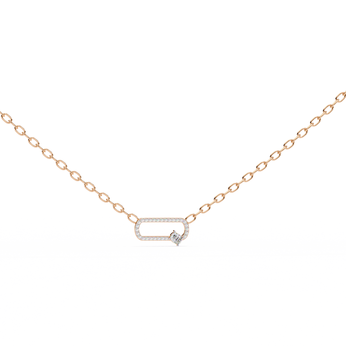 Reverra 14K Modern Diamond Link Pendant Necklace, CTTW-0.36