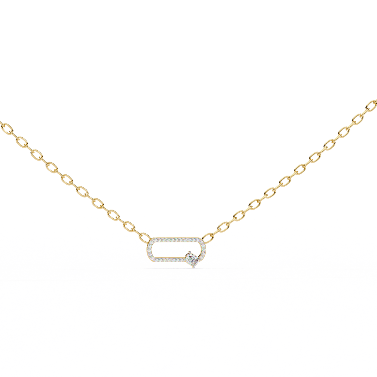 Reverra 14K Modern Diamond Link Pendant Necklace, CTTW-0.36