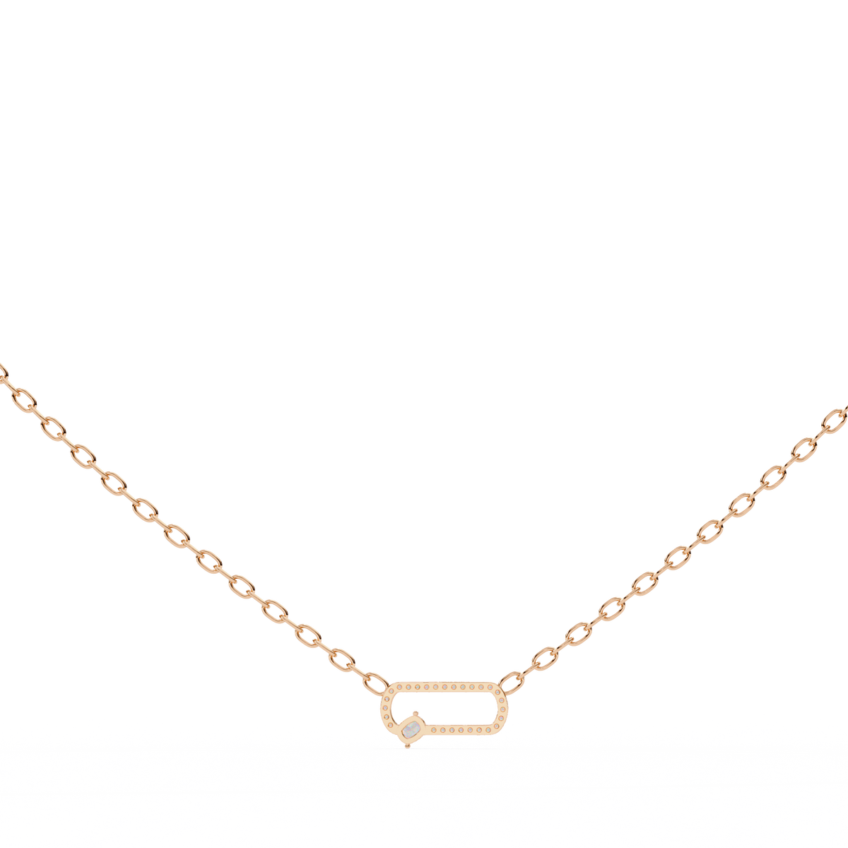 Reverra 14K Modern Diamond Link Pendant Necklace, CTTW-0.36