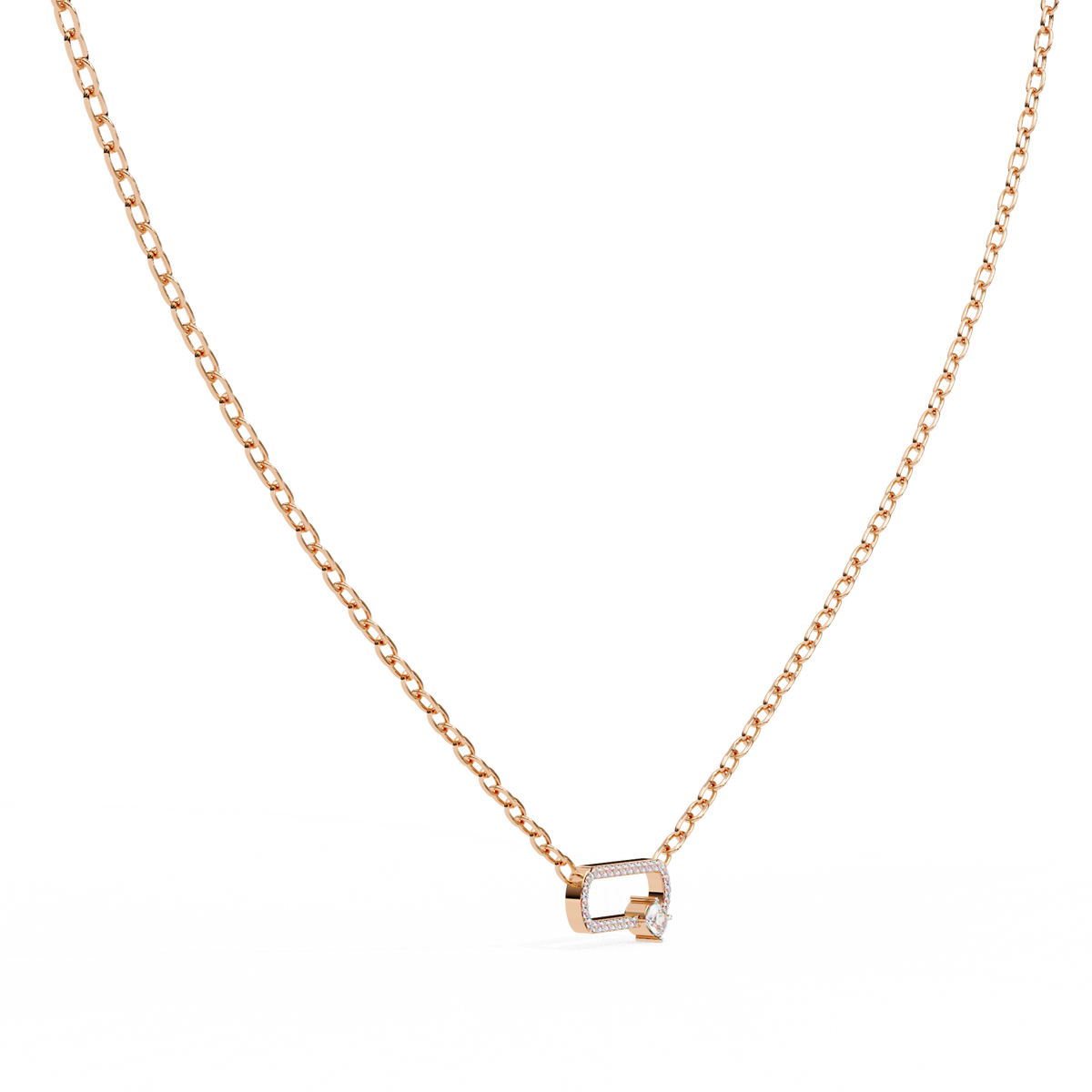 Reverra 14K Modern Diamond Link Pendant Necklace, CTTW-0.36