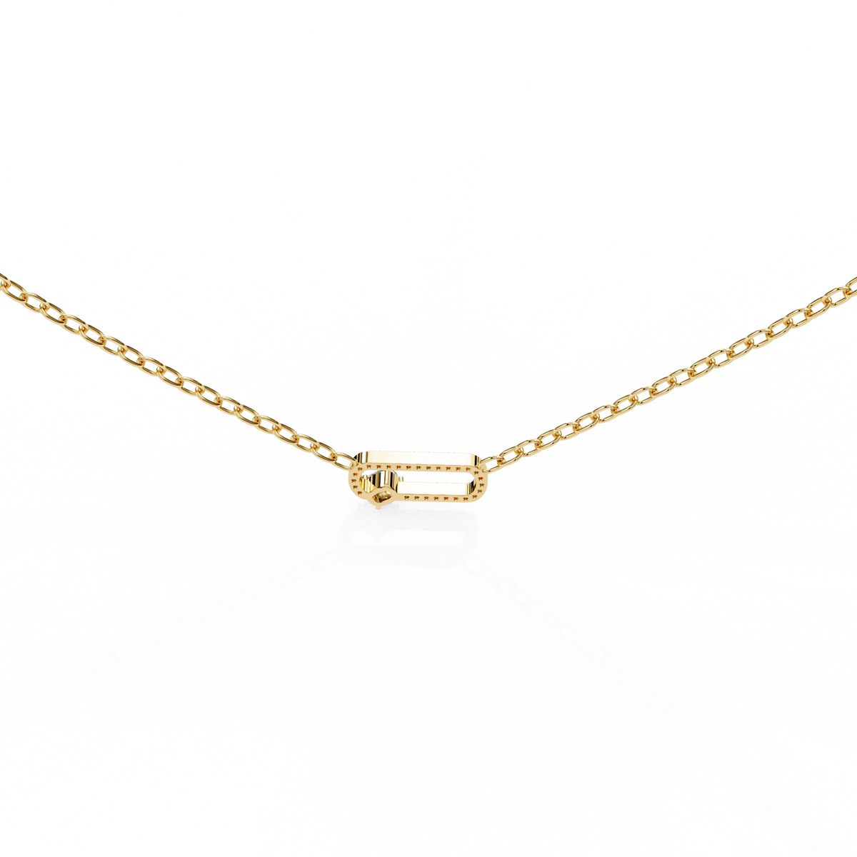 Reverra 14K Modern Diamond Link Pendant Necklace, CTTW-0.36