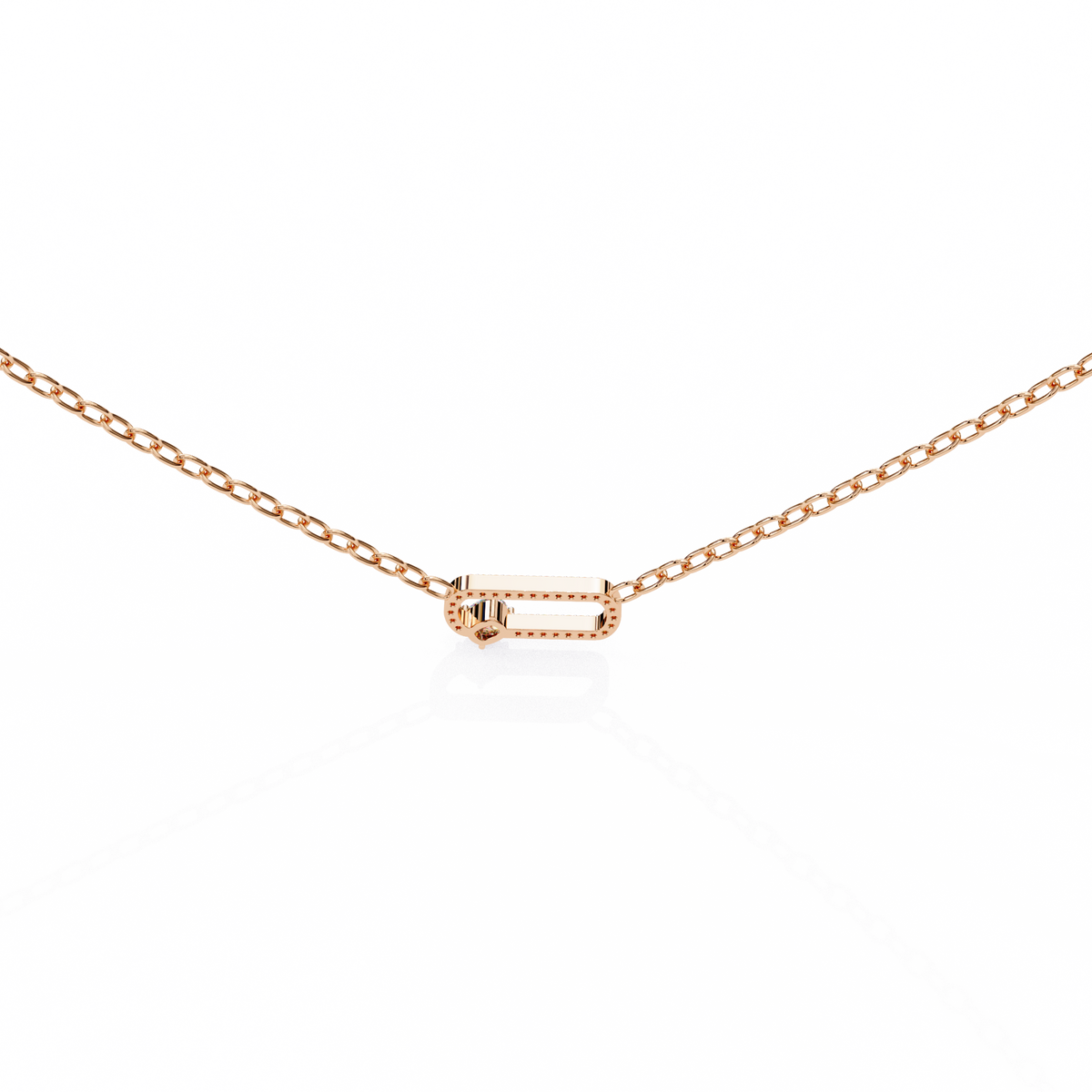 Reverra 14K Modern Diamond Link Pendant Necklace, CTTW-0.36