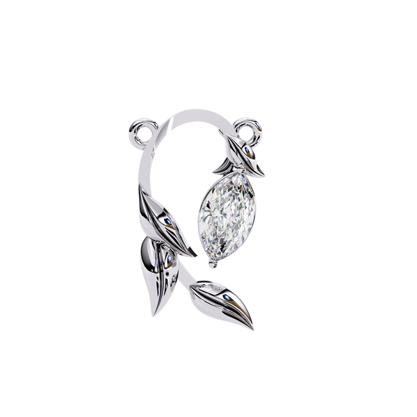 Reverra 14K Gold Marquise Lab Grown Diamond Leaf Pendant For Women, CTTW-0.47