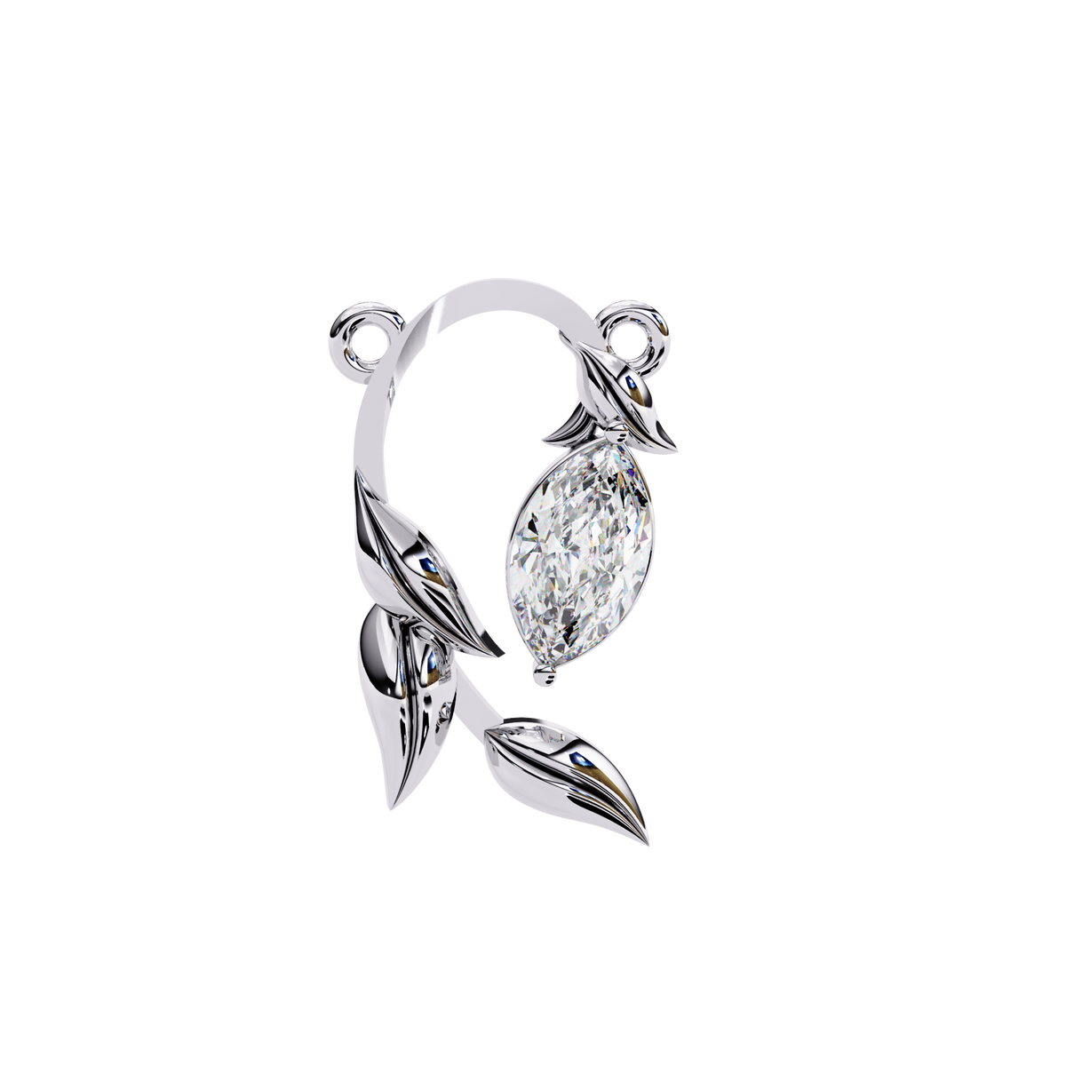 Reverra 14K Gold Marquise Lab Grown Diamond Leaf Pendant For Women, CTTW-0.47