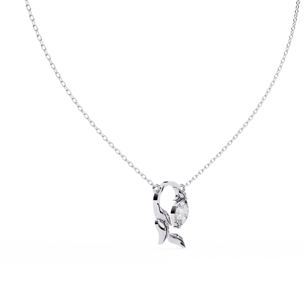 Reverra 14K Gold Marquise Lab Grown Diamond Leaf Pendant For Women, CTTW-0.47