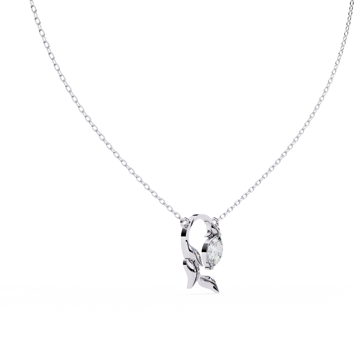 Reverra 14K Marquise Diamond Leaf Pendant Necklace, CTTW-0.47