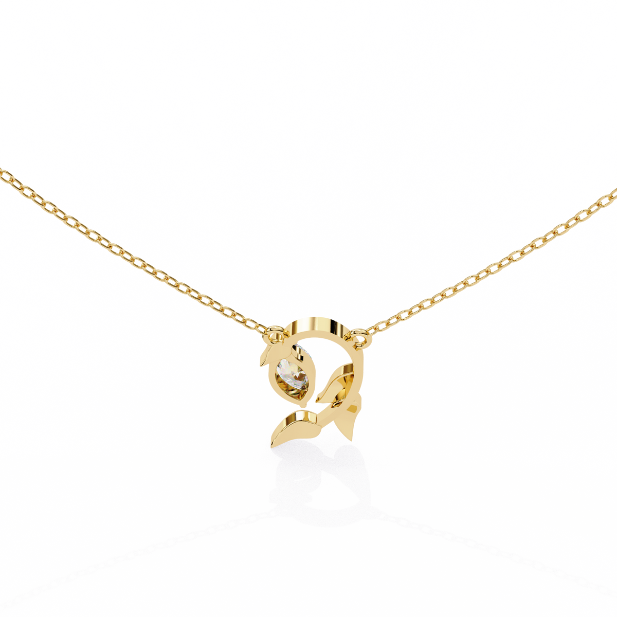 Reverra 14K Gold Marquise Lab Grown Diamond Leaf Pendant For Women, CTTW-0.47