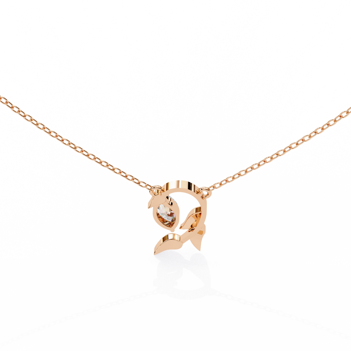 Reverra 14K Gold Marquise Lab Grown Diamond Leaf Pendant For Women, CTTW-0.47