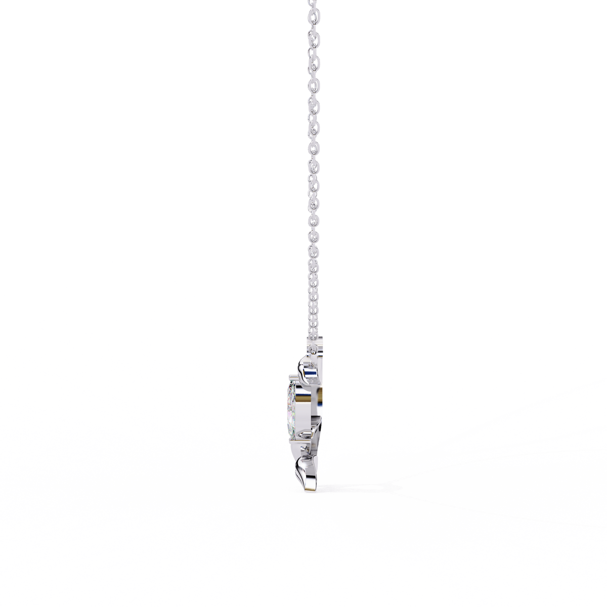 Reverra 14K Marquise Diamond Leaf Pendant Necklace, CTTW-0.47