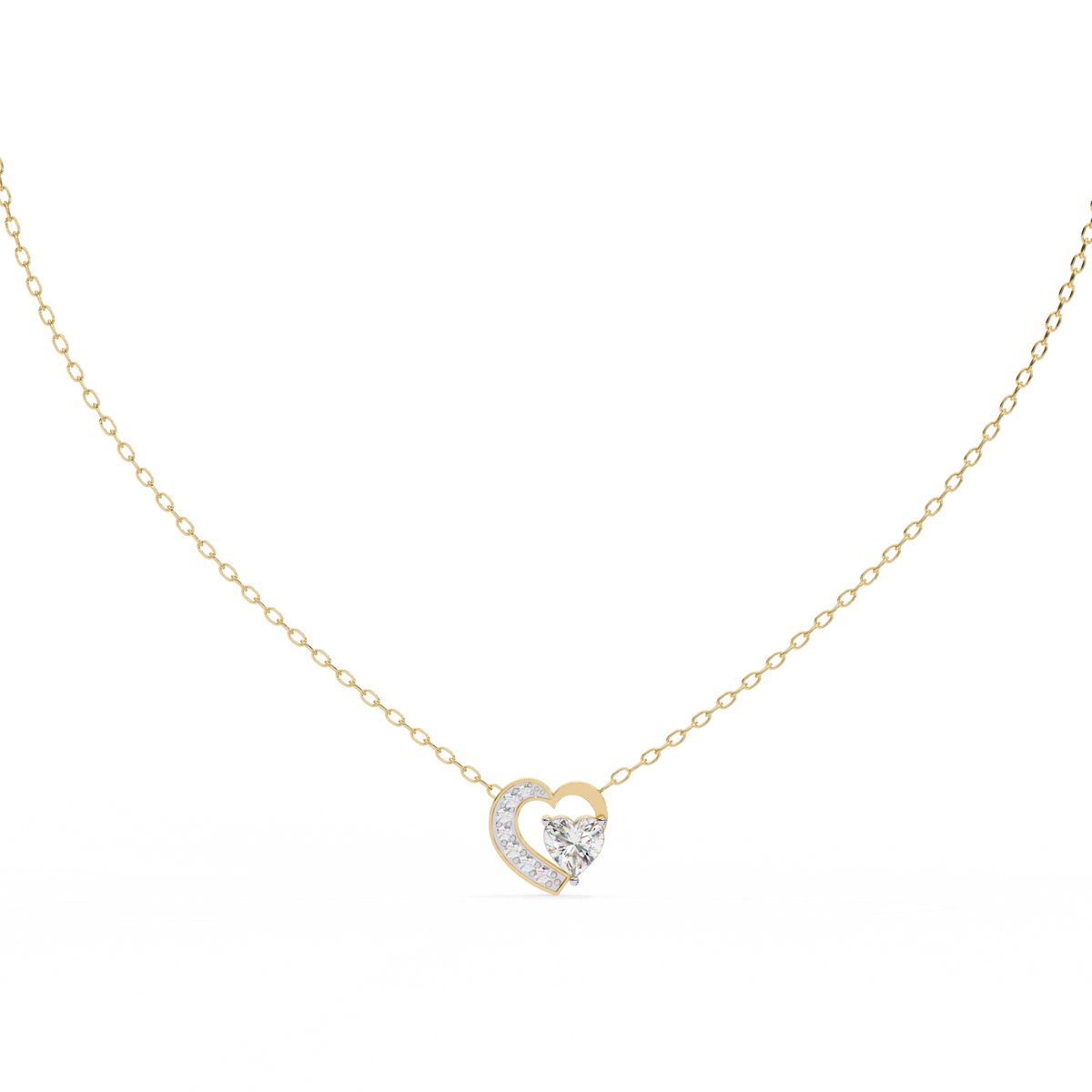 Reverra 14K Heart Diamond Pendant Necklace, CTTW-0.87