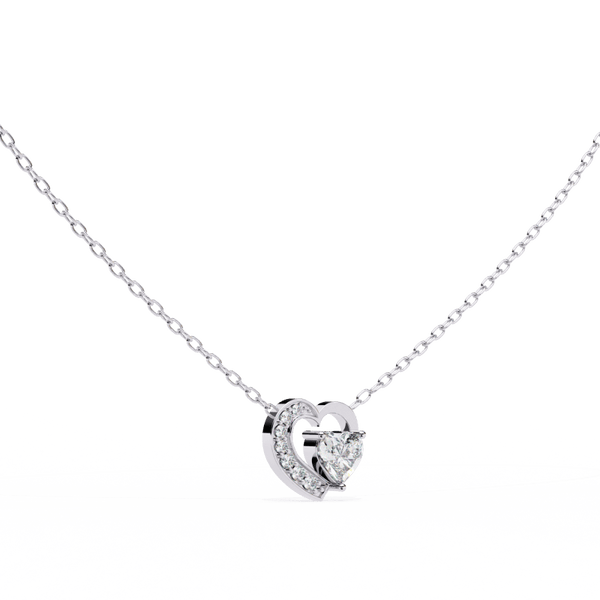 Reverra 14K Gold Heart & Round Lab Grown Diamond Heart Pendant For Women, CTTW-0.87 - Reverra Jewels Inc.