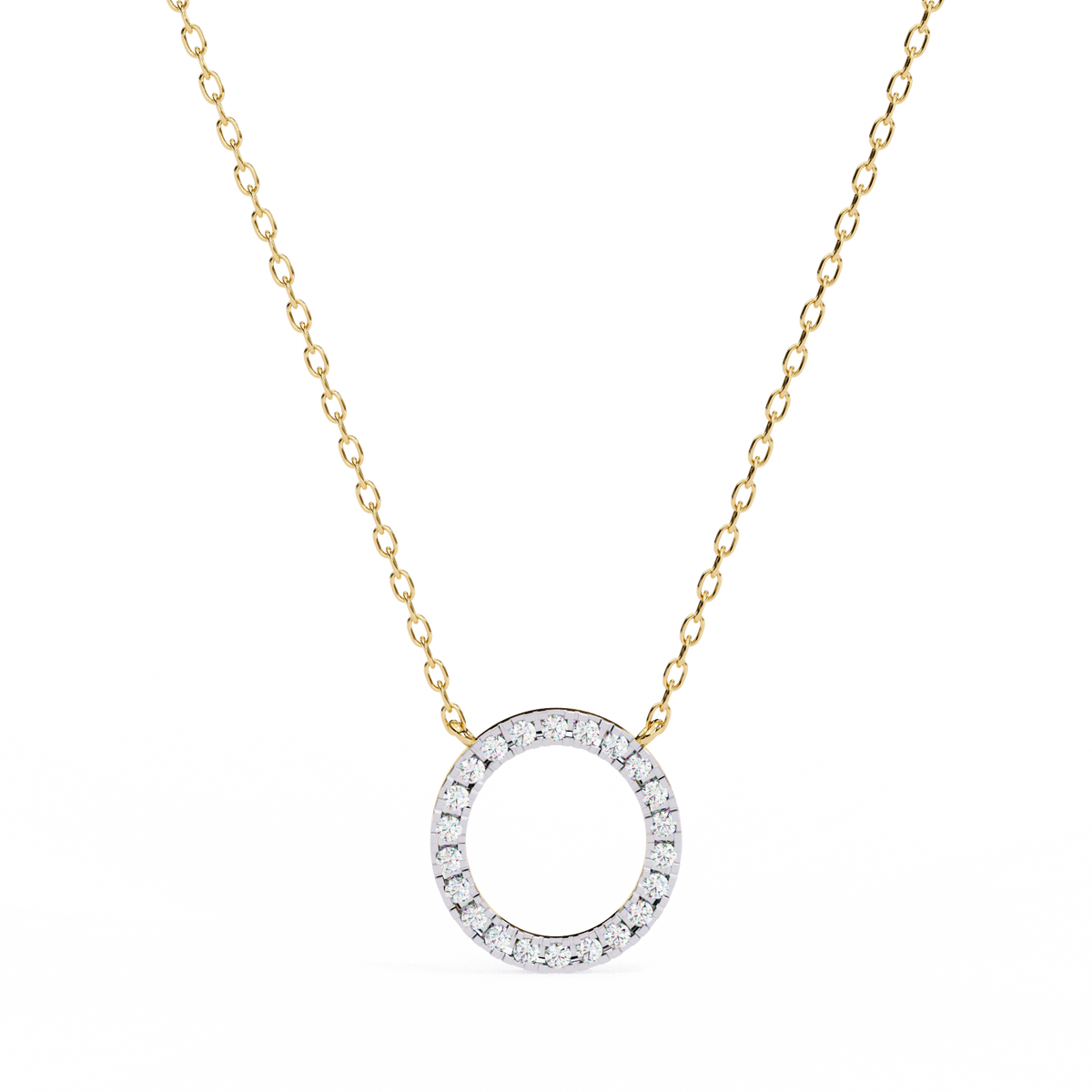 Reverra 14K Diamond Circle Pendant Necklace, CTTW-0.34