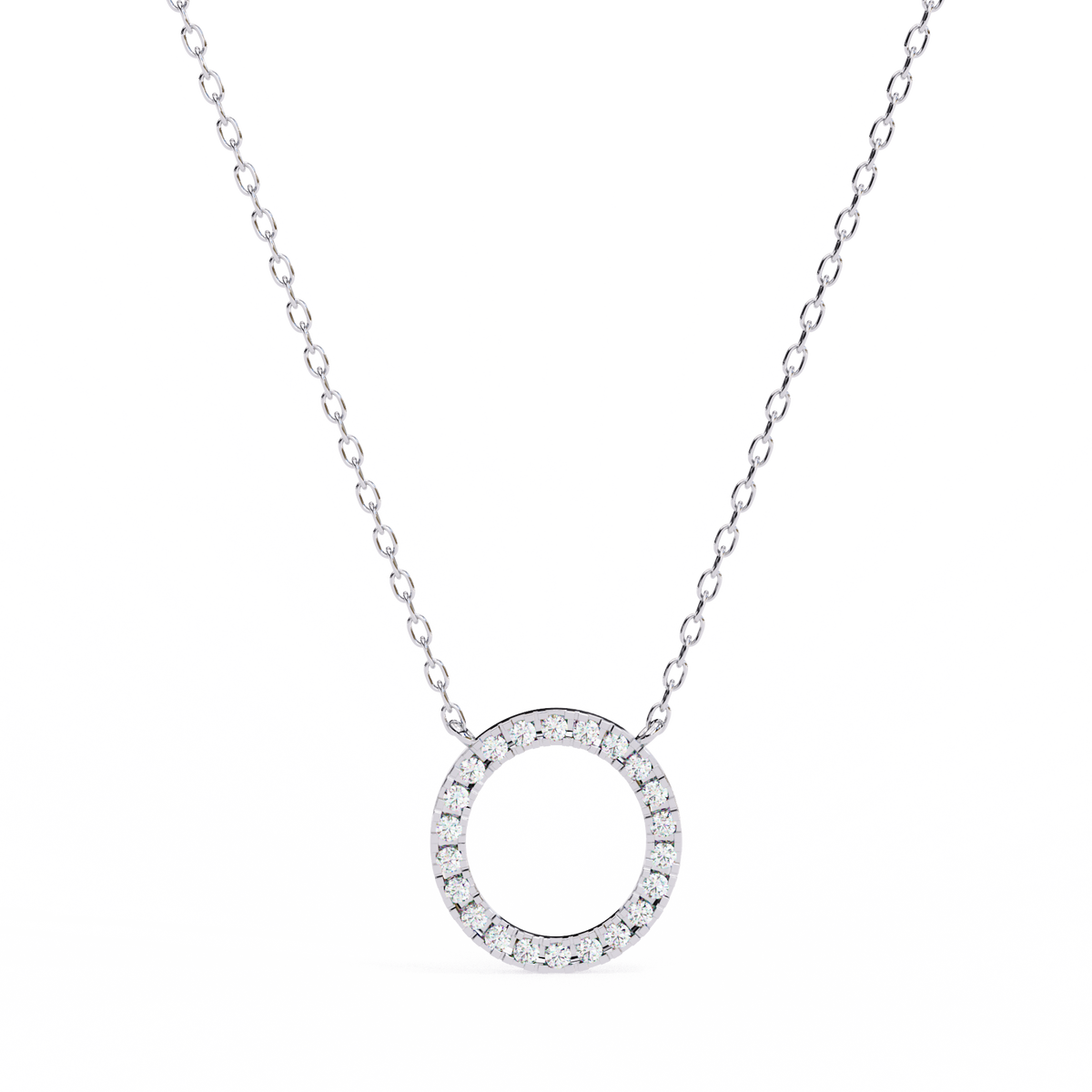 Reverra 14K Diamond Circle Pendant Necklace, CTTW-0.34