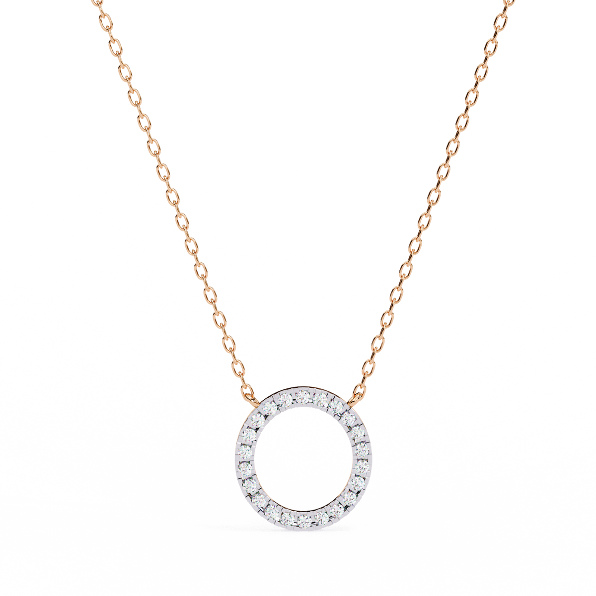 Reverra 14K Diamond Circle Pendant Necklace, CTTW-0.34