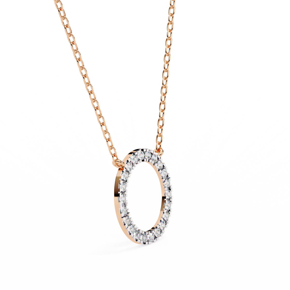 Reverra 14K Diamond Circle Pendant Necklace, CTTW-0.34