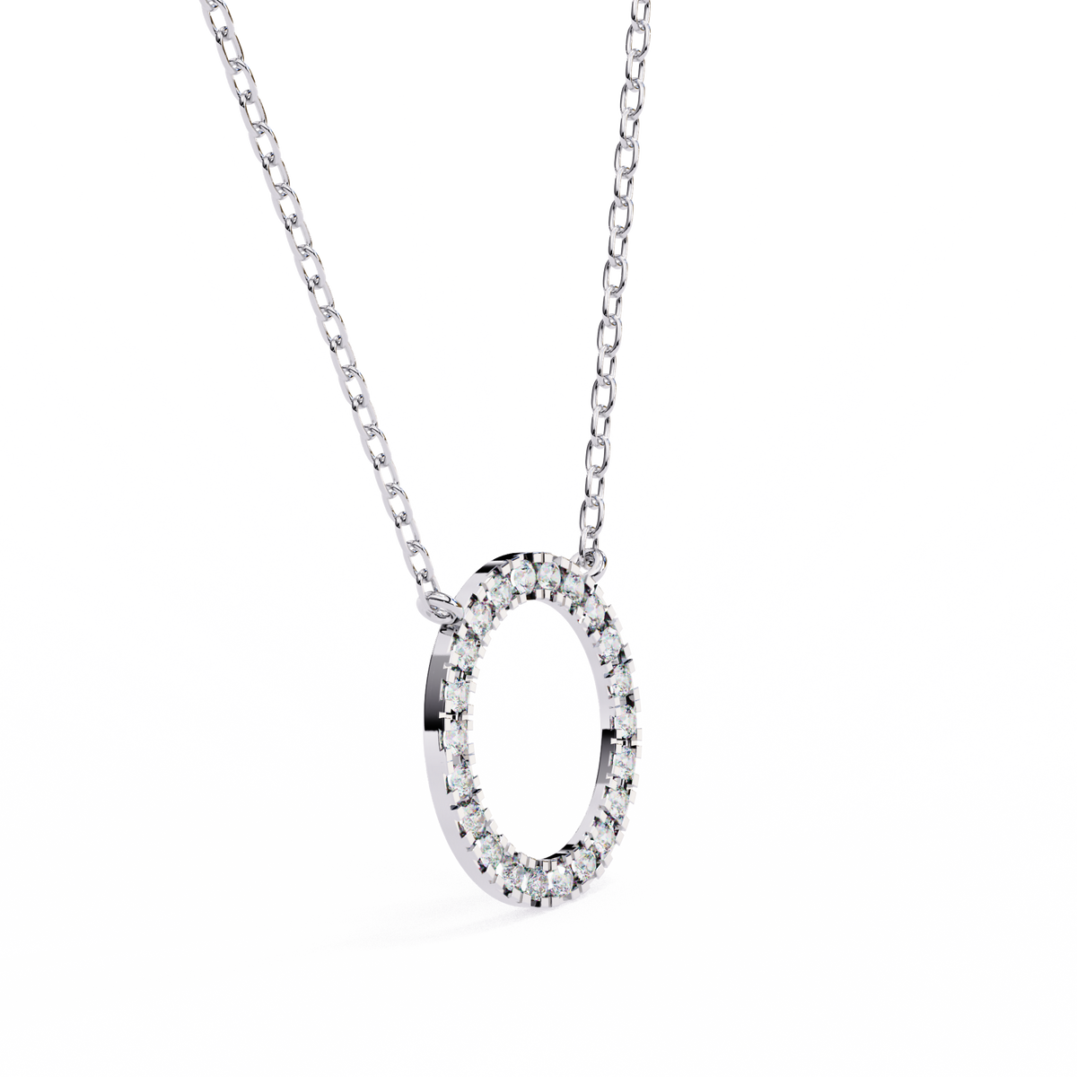Reverra 14K Diamond Circle Pendant Necklace, CTTW-0.34