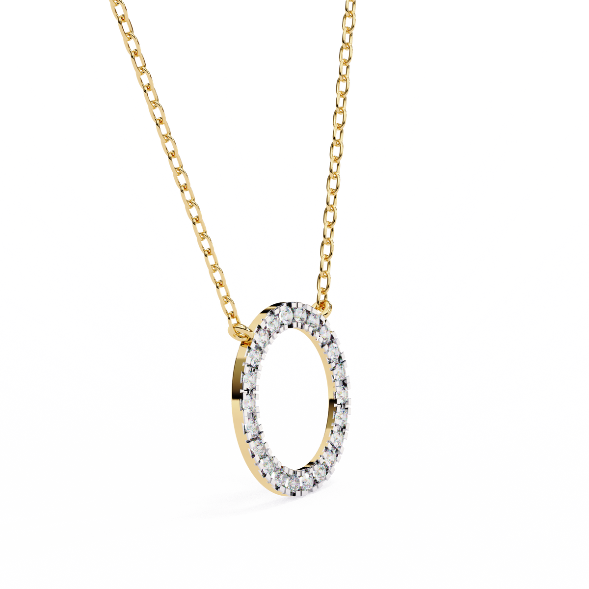 Reverra 14K Diamond Circle Pendant Necklace, CTTW-0.34
