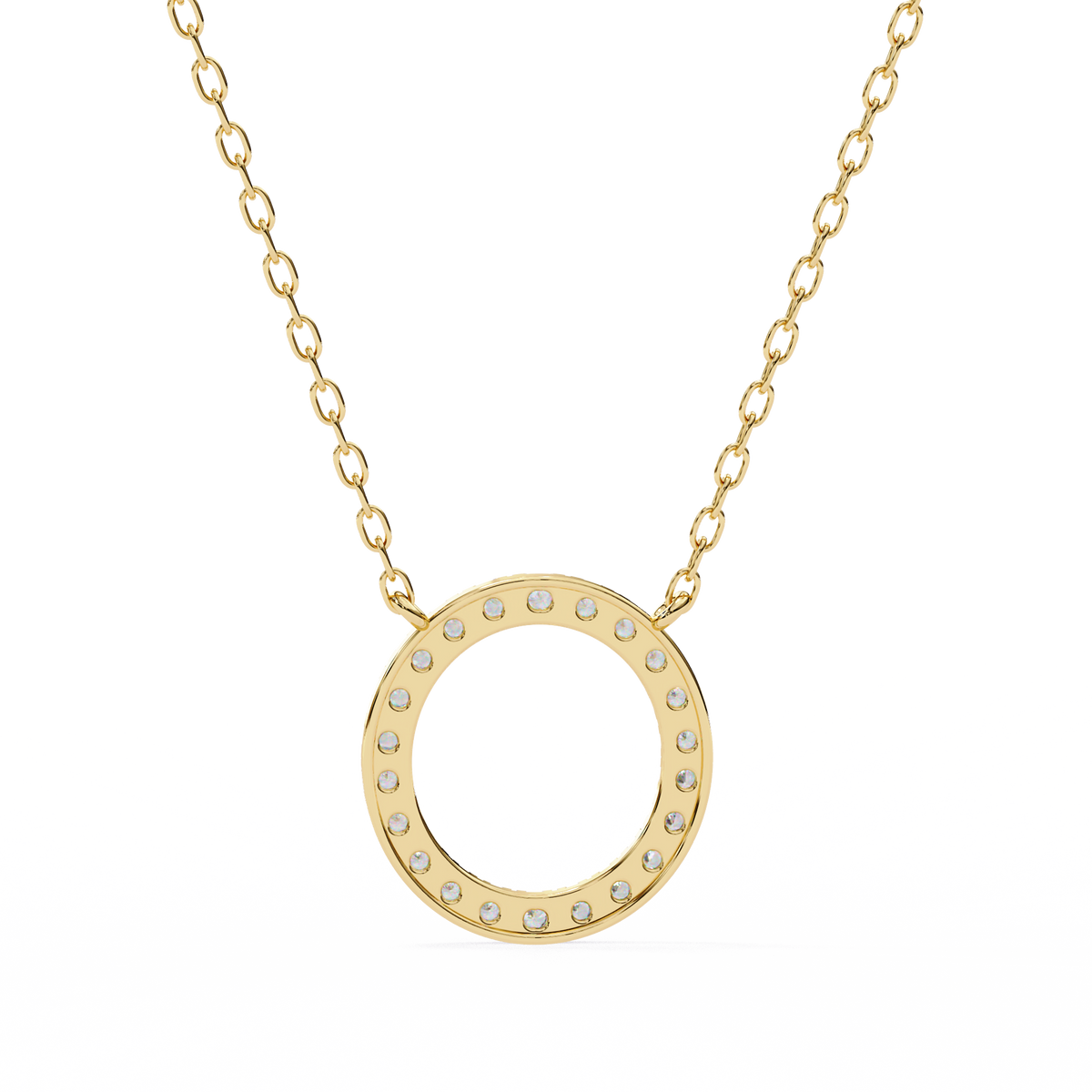 Reverra 14K Diamond Circle Pendant Necklace, CTTW-0.34