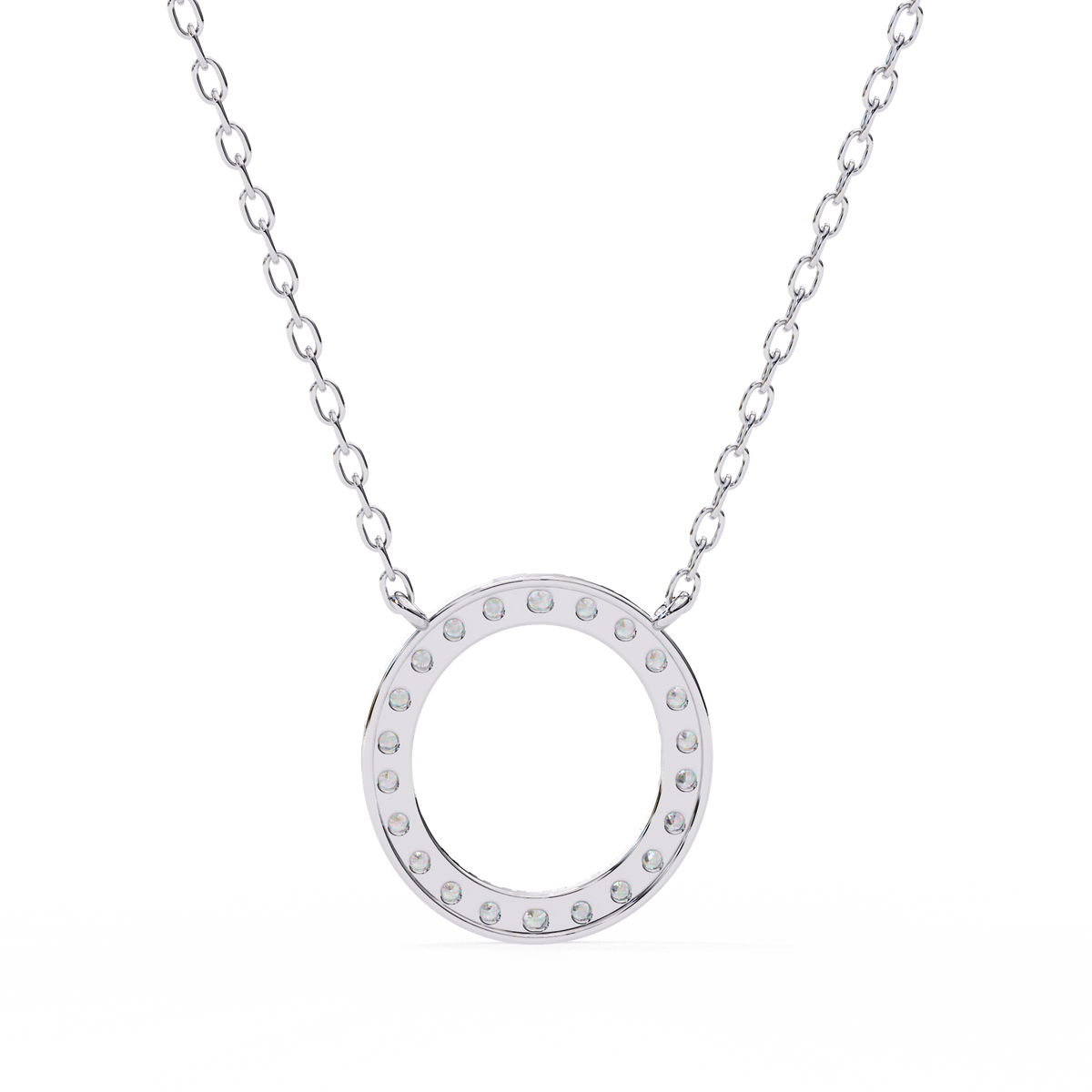 Reverra 14K Diamond Circle Pendant Necklace, CTTW-0.34