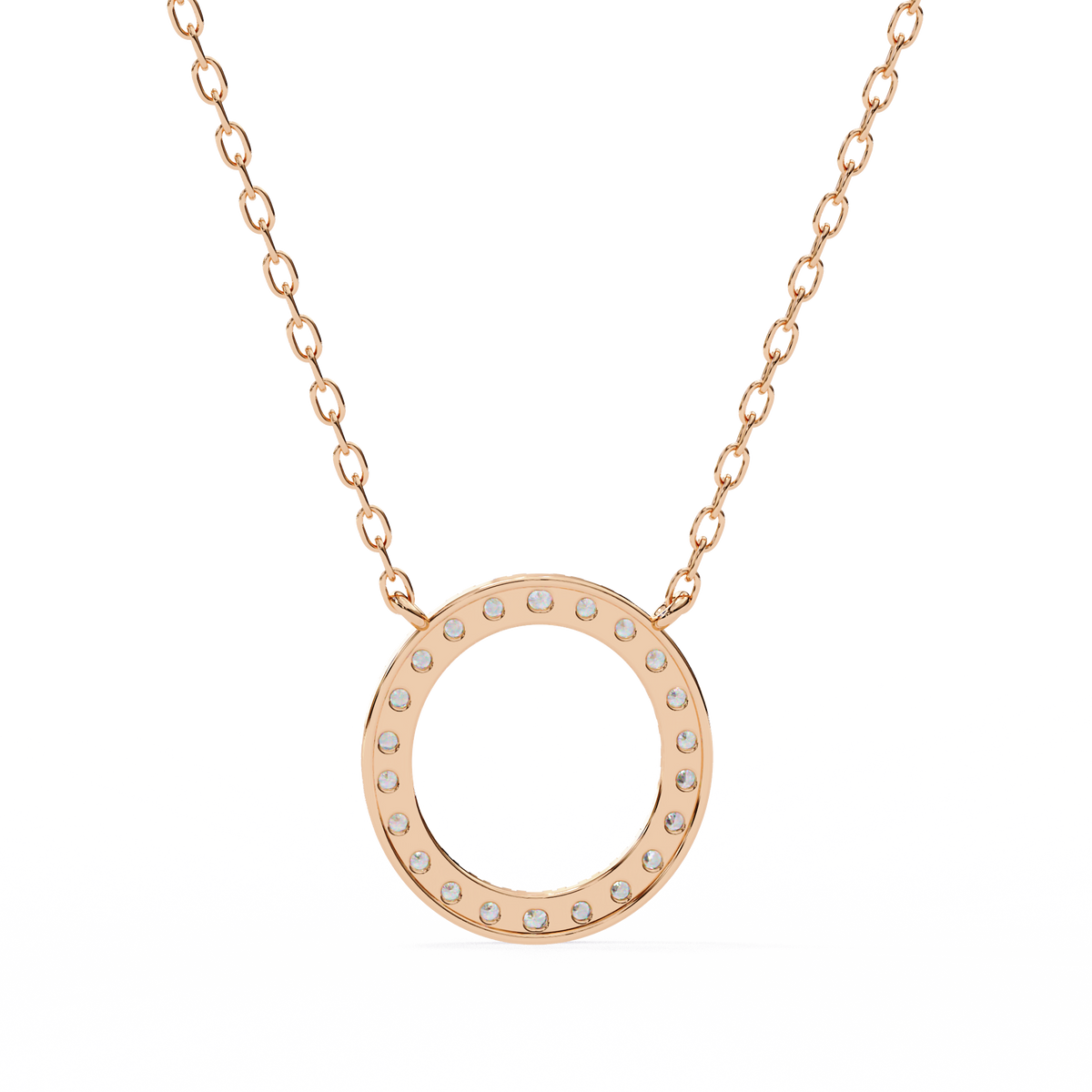 Reverra 14K Diamond Circle Pendant Necklace, CTTW-0.34