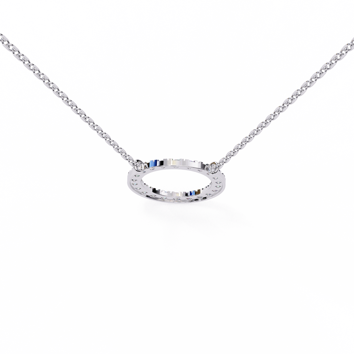 Reverra 14K Diamond Circle Pendant Necklace, CTTW-0.34