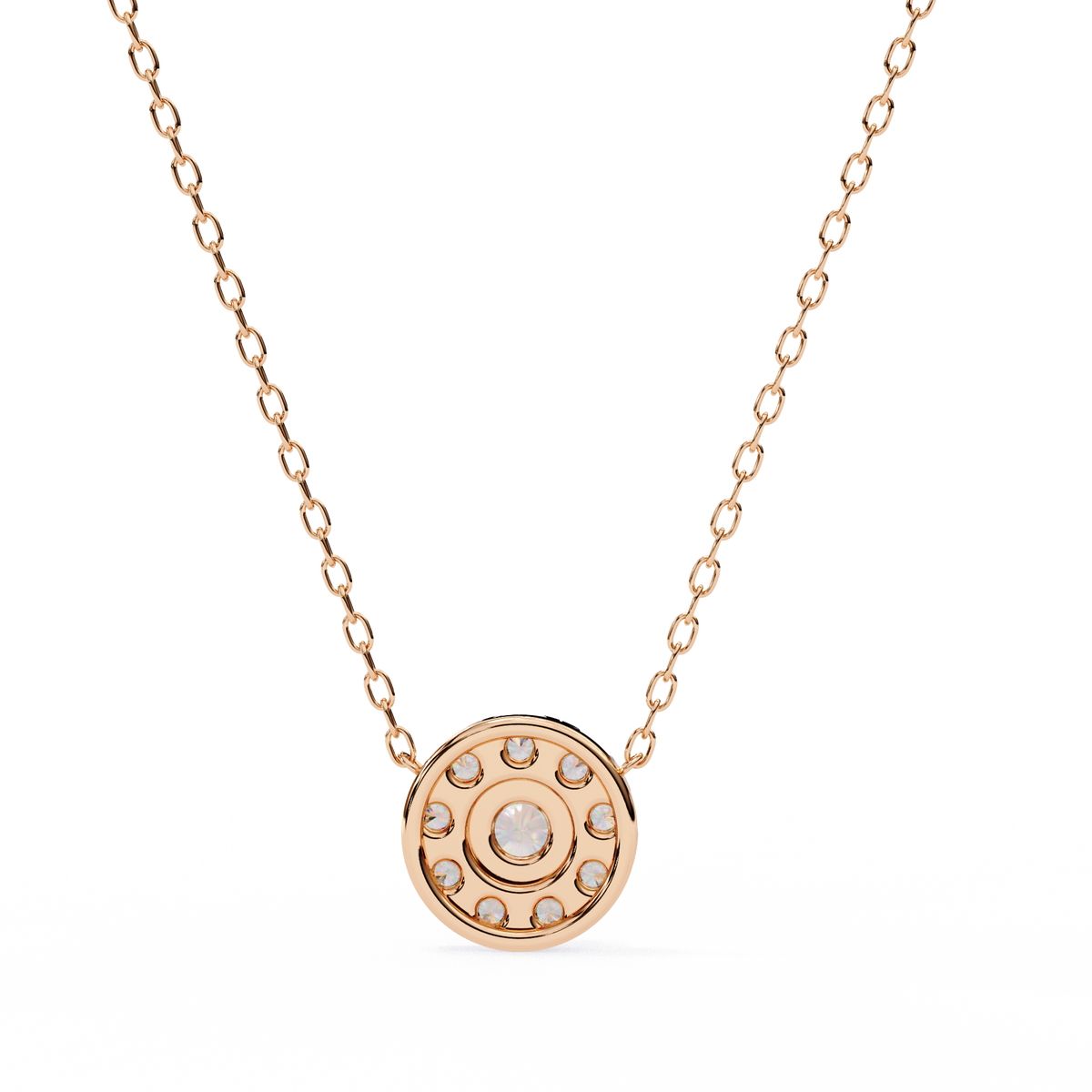 Reverra 14K Halo Round Diamond Pendant Necklace, CTTW-0.24