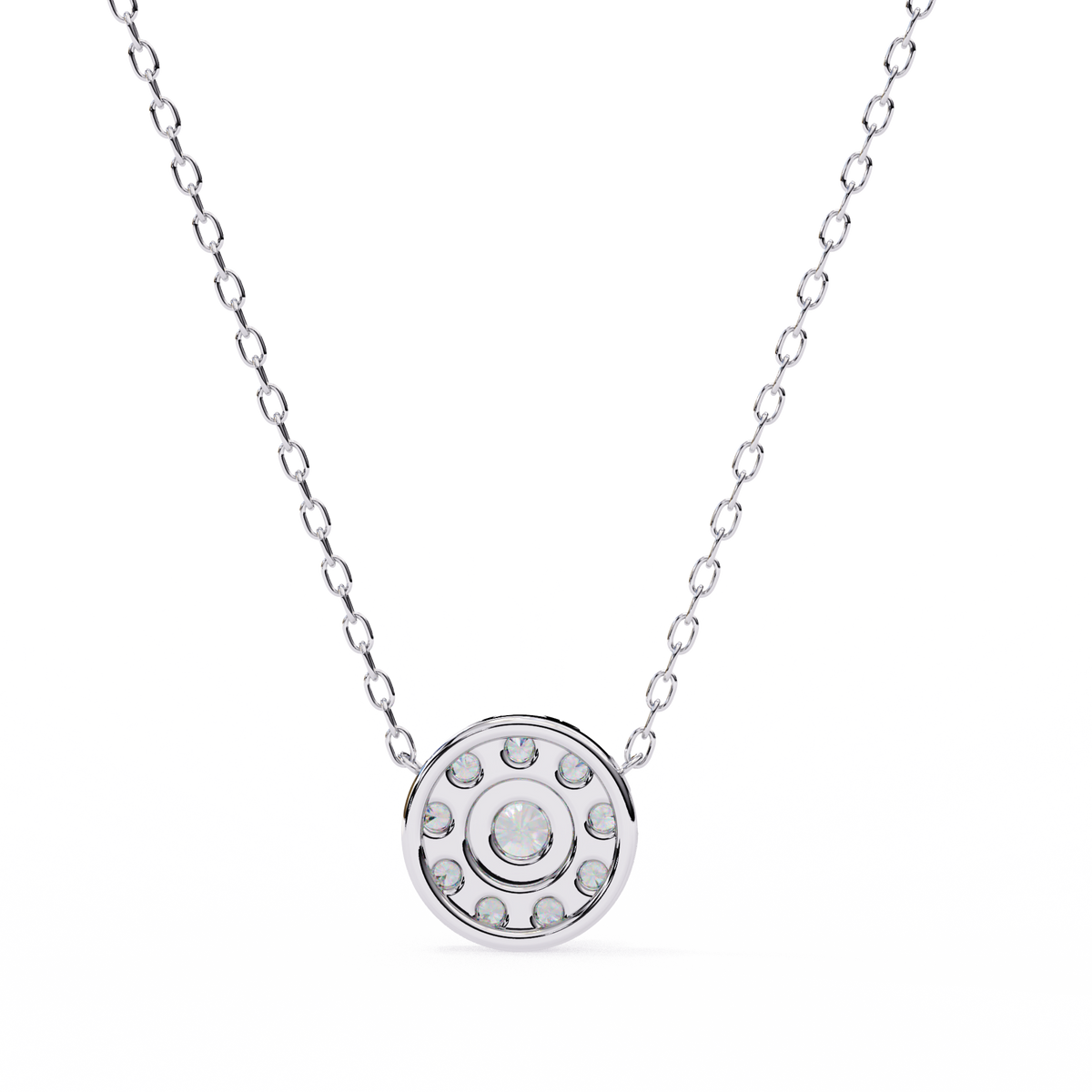 Reverra 14K Halo Round Diamond Pendant Necklace, CTTW-0.24