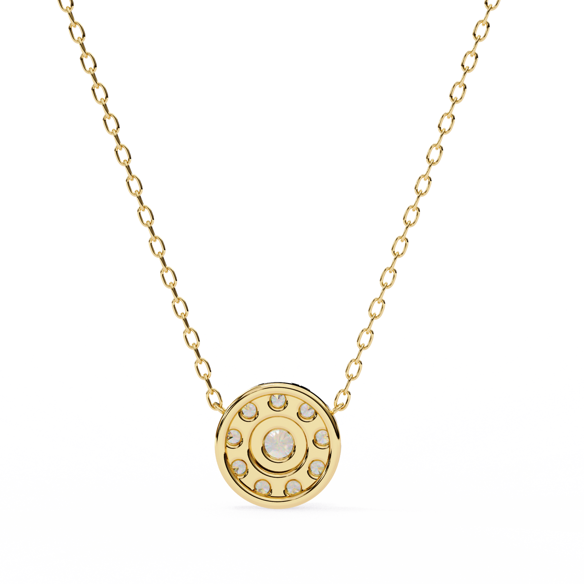 Reverra 14K Halo Round Diamond Pendant Necklace, CTTW-0.24