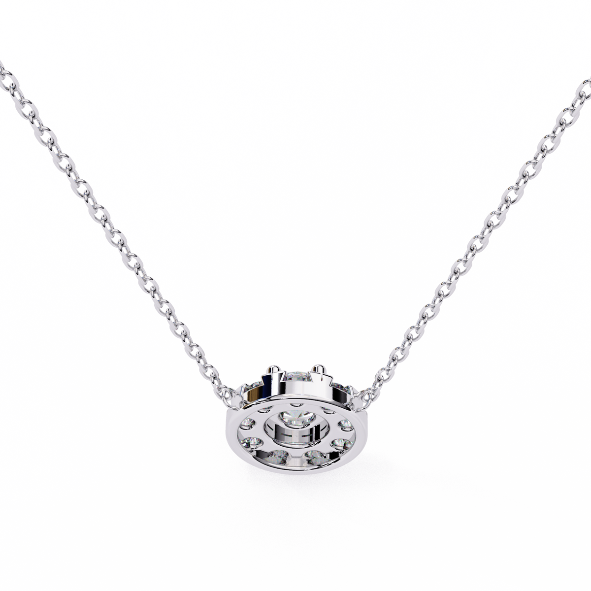 Reverra 14K Halo Round Diamond Pendant Necklace, CTTW-0.24