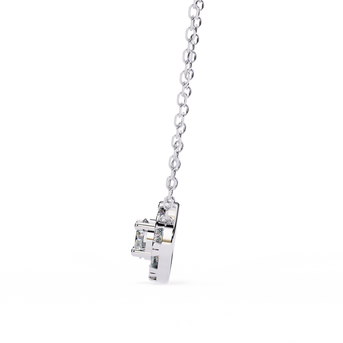 Reverra 14K Halo Round Diamond Pendant Necklace, CTTW-0.24