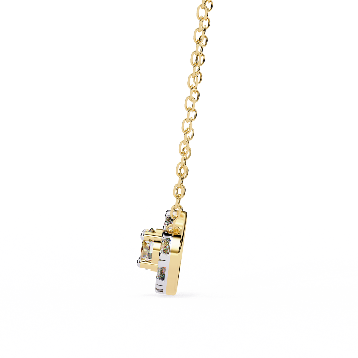 Reverra 14K Halo Round Diamond Pendant Necklace, CTTW-0.24