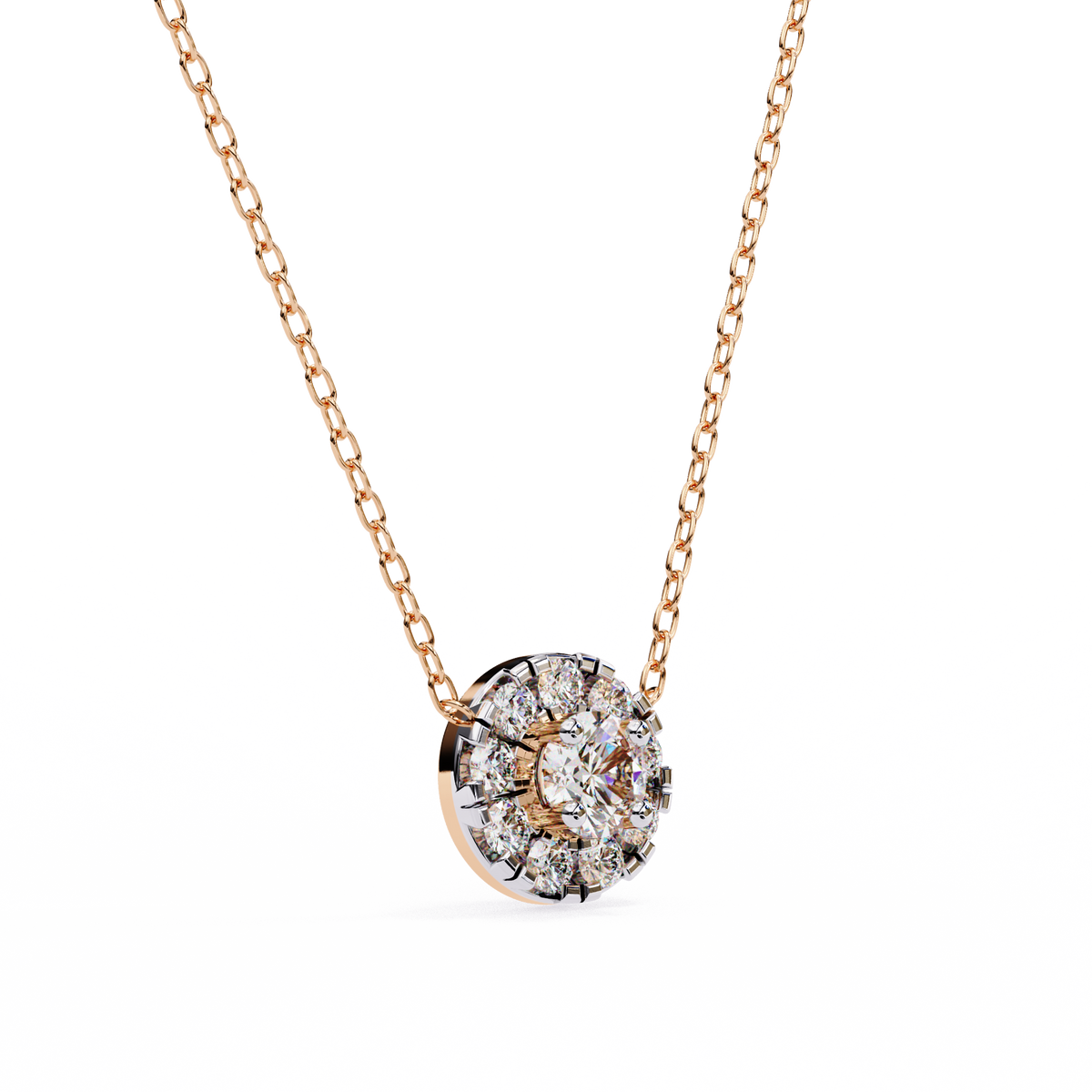 Reverra 14K Halo Round Diamond Pendant Necklace, CTTW-0.24