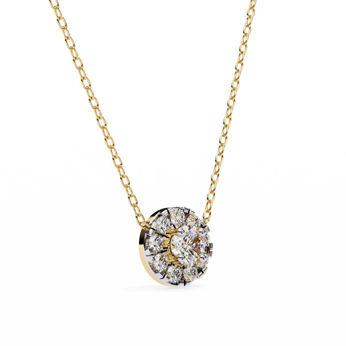 Reverra 14K Halo Round Diamond Pendant Necklace, CTTW-0.24