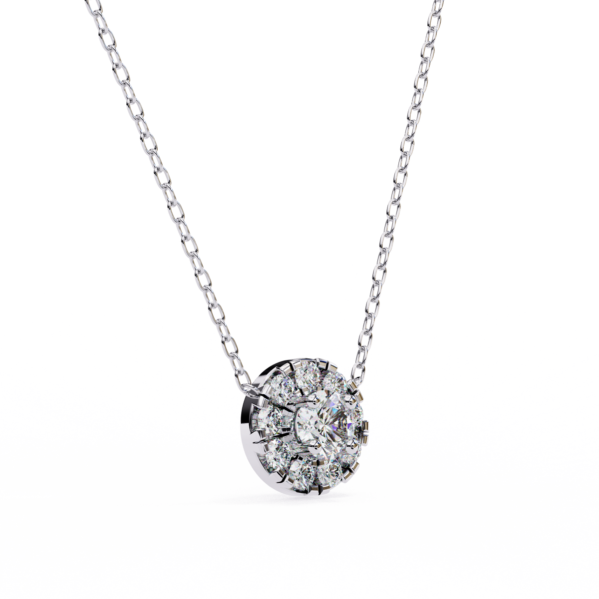 Reverra 14K Halo Round Diamond Pendant Necklace, CTTW-0.24