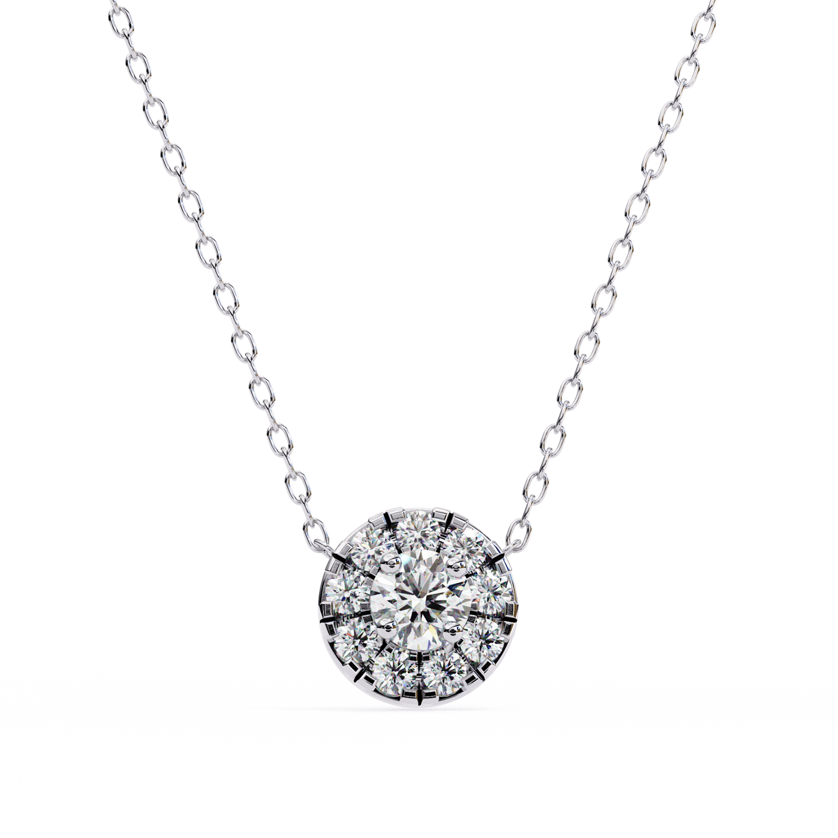 Reverra 14K Halo Round Diamond Pendant Necklace, CTTW-0.24