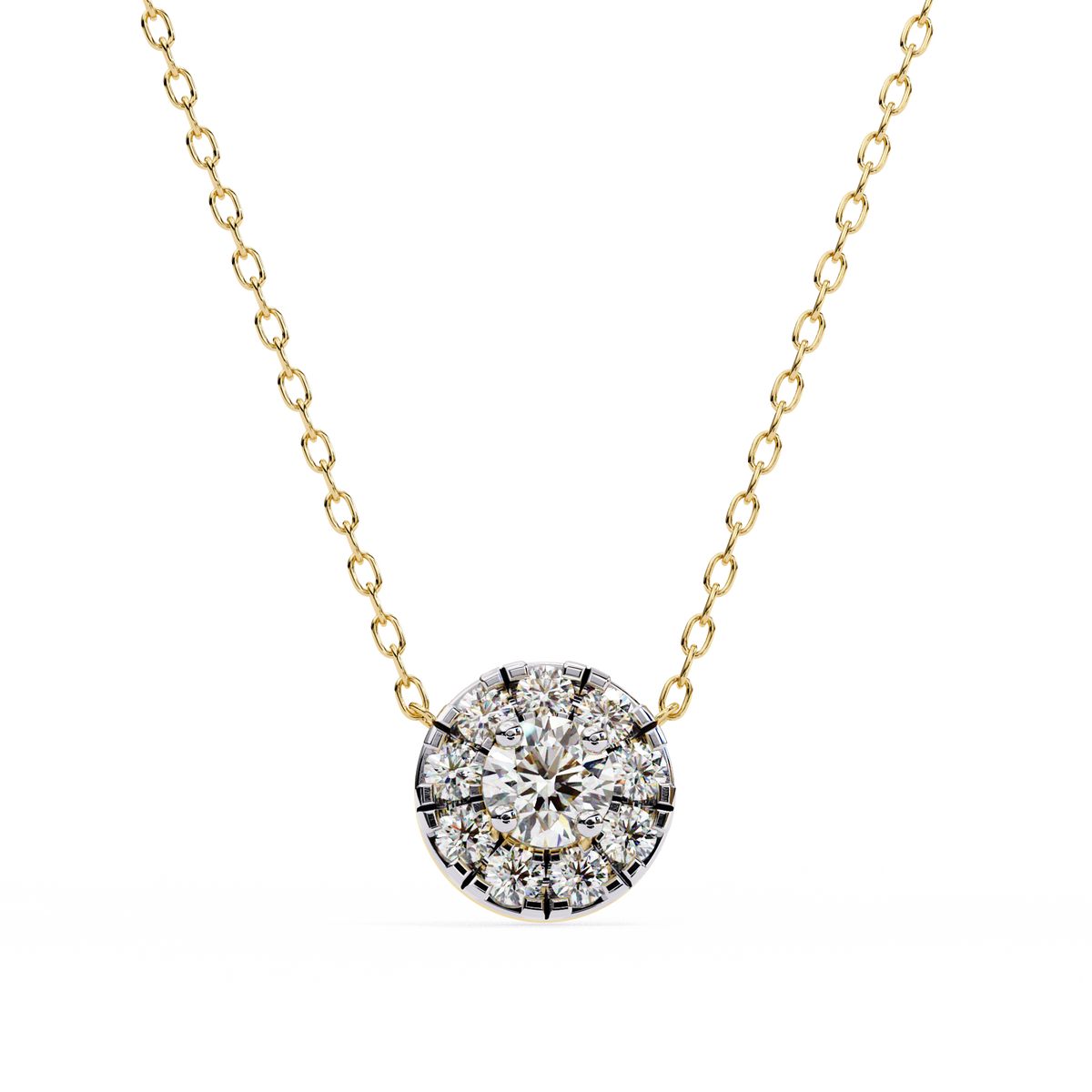 Reverra 14K Halo Round Diamond Pendant Necklace, CTTW-0.24