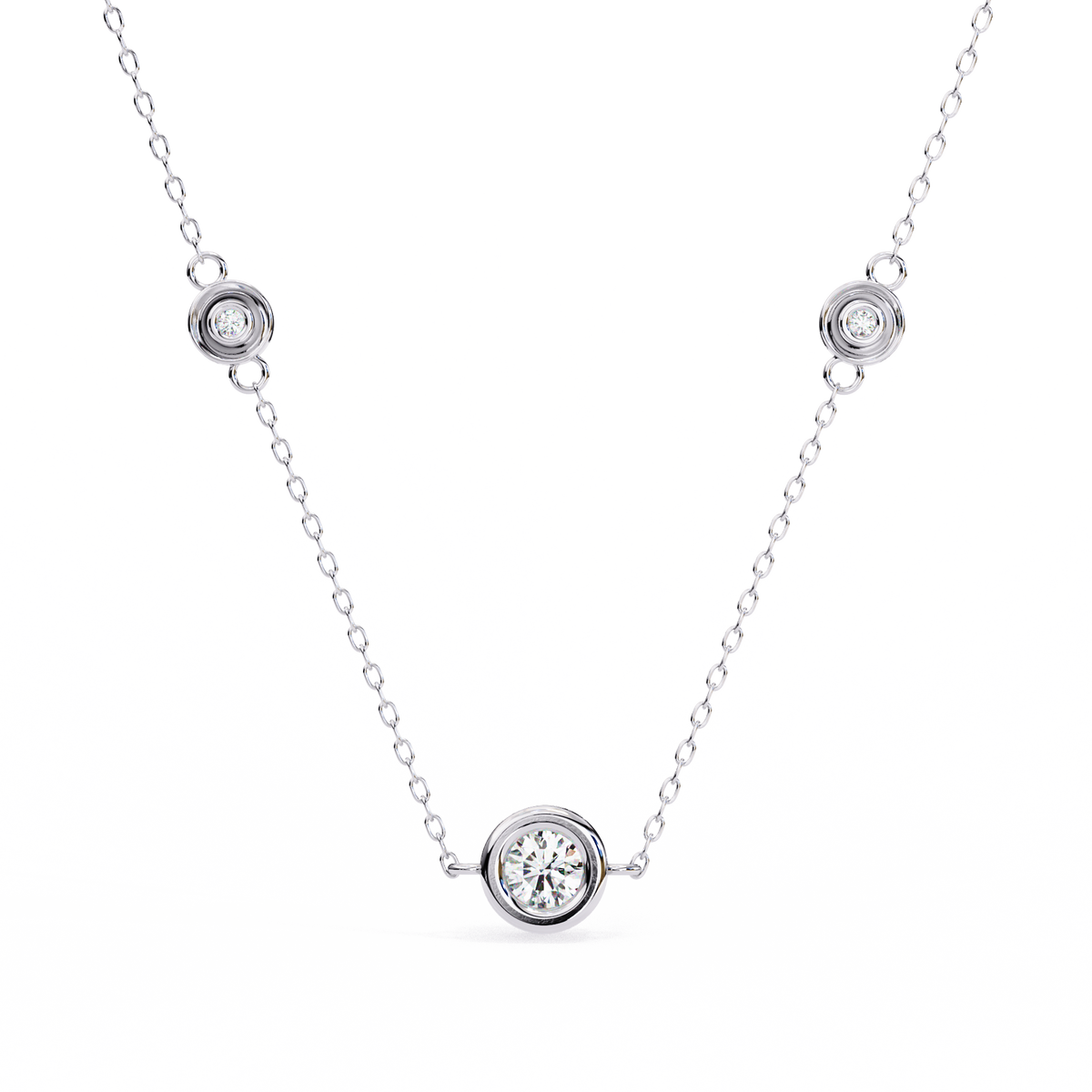 Reverra 14K Bezel Diamond Pendant Necklace, CTTW-0.07