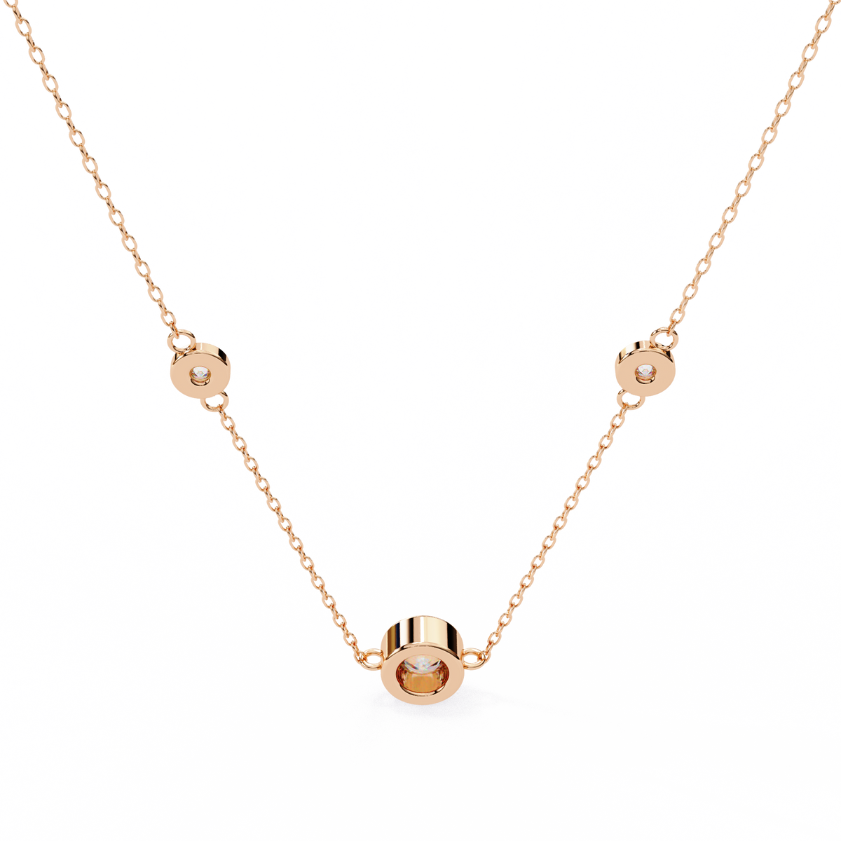 Reverra 14K Bezel Diamond Pendant Necklace, CTTW-0.07