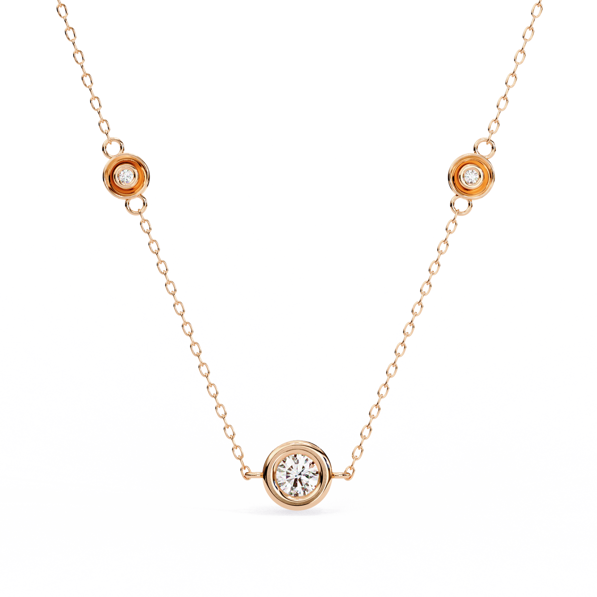 Reverra 14K Bezel Diamond Pendant Necklace, CTTW-0.07