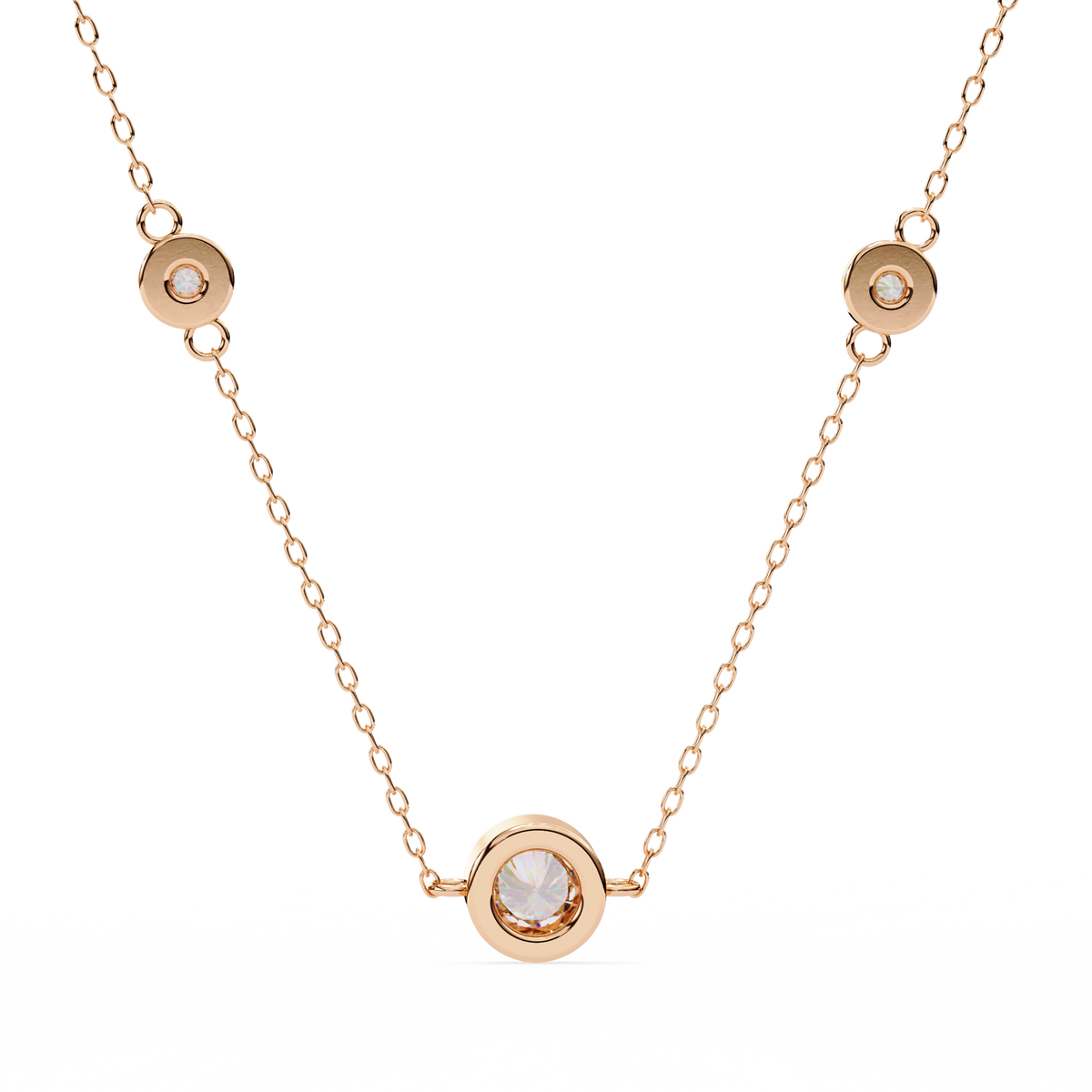 Reverra 14K Bezel Diamond Pendant Necklace, CTTW-0.07