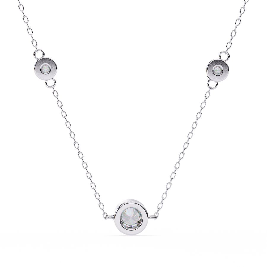 Reverra 14K Gold Round Lab Grown Diamond Bezel Pendant For Women, CTTW-0.07