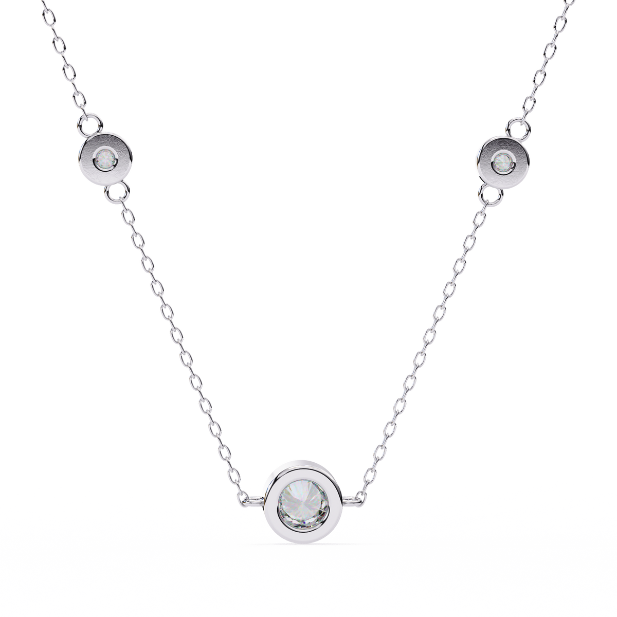 Reverra 14K Bezel Diamond Pendant Necklace, CTTW-0.07