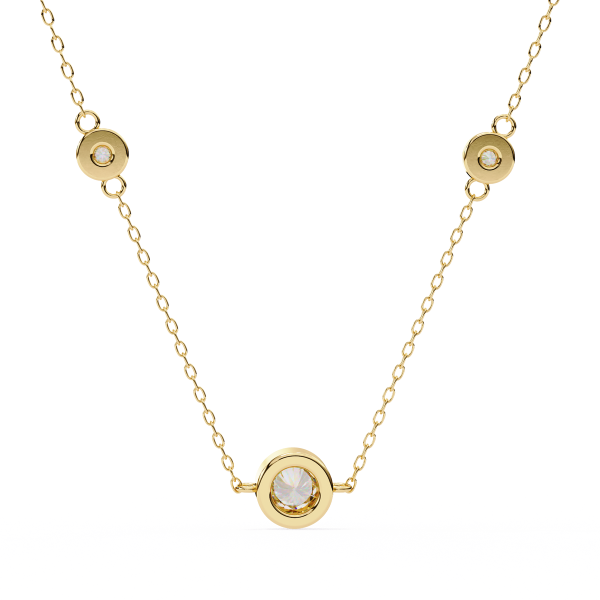 Reverra 14K Bezel Diamond Pendant Necklace, CTTW-0.07